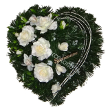 Aranžmán na hrob srdce čečinové biele ruže 41cm